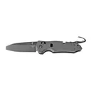 Trauma First Response Tool: 3.4 Opposing Bevel Blade (Partially Serrated) - Black Cerakote Finish, Solid Black G10 Frame - Hogue