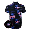 Retro Rifle The Palm Black / Pink / Blue Button Down Hawaiian Shirt - S - Retro Rifle