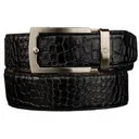 Nexbelt Crocodile Embossed Leather Dress Belt, 1 3/8 Wide, Up to 45 Waist, Black - Nexbelt