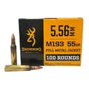 Browning 5.56 Nato 55 Grain FMJ M193 Value Pack Ammunition 100rd Box - Browning