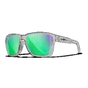 Wiley X AC6TRK07 Trek Captivate Polarized Green Mirror Lenses/Gloss Crystal Light Grey Frame Sunglasses - Wiley X