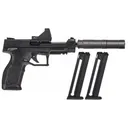 Taurus TX22 Competition, .22lr, 5.25 Threaded Barrel, 3- 16rd Magazines, Optics Ready, Manual Safety, Pistol w/ Green Dot + Suppressor - Taurus