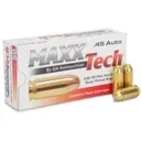 MAXX TECH 45ACP FMJ BOXER PRIMED 230GR 50RD/BOX 10 BOX PER CACSE - MaxxTech Ammo