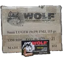 Wolf Bi-Metal Case Non-Corrosive 9mm, 115gr FMJ, 1350rd Case - Wolf