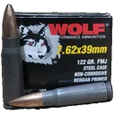 Wolf Steel Case Non-Corrosive 7.62x39mm, 122gr FMJ, 20rd Box - Wolf
