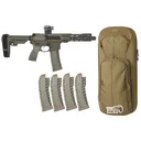 CMMG MK4 22LR 4.5 25RD & ZEROED 22LR SUPPRESSOR FDE / BRONZE PISTOL w/ RED DOT, 5x MAGS, Savior Covert Bag, Quiet Riot Package - Cmmg