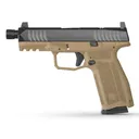 Arex Delta X Tactical 9mm / 1x17rd Mag, 1x 17+2 Mag / 1/2 x 28 Threaded Barrel / Serialized Trigger Assembly / Interchangeable Frame and Backstraps / Ambi Magazine Release & Slide Release / Suppressor Height Sights / 5x Optics Plates / FDE - Global Ordnance