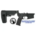 White Label Armory Stampede AR-15 Complete Lower Receiver - SBA6 Pistol Brace, 3-Position Disruptor Forced Reset Trigger, & H2 Buffer - White Label Armory