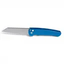 Atlas Gunworks & Pro-Tech Malibu Knife, Blue, Stonewashed Wharncliffe, Pearl Button - Atlas Gunworks