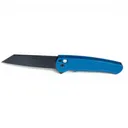 Atlas Gunworks & Pro-Tech Malibu Knife, Blue/Black DLC Reverse Tanto, Pearl Button - Atlas Gunworks