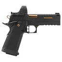 United Gunworks UG-1 Alpha 9mm 1-19 2-20rd Mags 4.5 Ultra Ported Island Barrel Black PVD Copper Accents Pistol w/ Trijicon SRO 2.5 MOA Red Dot - United Gunworks