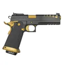 Accuracy X PRO D1 Delta, 9mm, 5 Gold Barrel, 1- 17rd Magazine, Optic Ready, Carbon/Poly Grip, BlackSTAR w/ Gold, Pistol - Accuracy X
