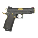 Alpha American Firearms' AAF, 9mm, 4.25 Barrel, 2- 17rd Magazines, Black & Gold w/ Gold Bushing, Optics Cut, Pistol - Alpha American Firearms