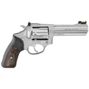 Ruger SP101, Double Action, Revolver, Small Frame, 357 Magnum, 4.2 in Barrel, Stainless Steel, Satin Finish, Silver, Rubber Grips with Wood Inlay, Fiber Optic Front and Adjustable Rear Sights, 5 Rounds, KSP-341X 05771 - Ruger