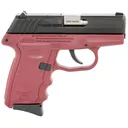 SCCY Industries CPX-3CBCR CPX-3 Sub-Compact Frame 380 ACP 10+1, 3.10 in Stainless Quadlock Barrel, Black Nitride Serrated Stainless Steel Slide, Crimson Red Polymer Frame w/Finger Grooves, No Safety, Right Hand, Pistol - Sccy