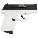 SCCY Industries CPX-3CBWT CPX-3 Sub-Compact Frame 380 ACP 10+1, 3.10 in Stainless Quadlock Barrel, Black Nitride Serrated Stainless Steel Slide, White Polymer Frame w/Finger Grooves, No Safety, Right Hand, Pistol - Sccy