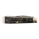 Case 65090 Trapper 3.25 in/3.27 in Folding Clip Point/Spey Plain Stonewashed Satin S35VN SS Blade/Rough Black Jigged Buffalo Horn Handle - Case