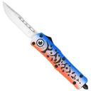 CobraTec Knives MFLBLUFS3DNS FS-3 Blue Lure Medium 3 in OTF Drop Point Plain D2 Steel Blade 4.50 in Blue Fishing Lure Aluminum Cerakoted Handle Includes Glass Breaker/Pocket Clip - Cobratec Knives