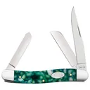 Case 71382 SparXX Stockman Medium Folding Clip Point/Sheepsfoot/Spey Plain Mirror Polished Tru-Sharp SS Blade/ Green Kirinite Handle - Case