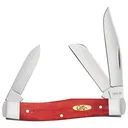 Case 10762 Dark Red Bone Stockman Medium Folding Clip Point/Pen/Sheepsfoot Plain Mirror Polished Tru-Sharp SS Blade/Smooth Dark Red/Pinched Bolsters Bone/SS Handle - Case