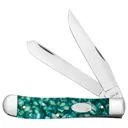 Case 71380 SparXX Trapper Mini Folding Clip Point/Spey Plain Mirror Polished Tru-Sharp SS Blade/Green Kirinite Handle - Case
