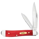 Case 10763 Dark Red Bone Peanut Folding Clip Point/Pen Plain Mirror Polished Tru-Sharp SS Blade/Smooth Dark Red/Pinched Bolsters Bone/SS Handle - Case