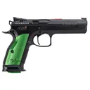 CZ-USA 91224 TS 2 9mm Luger 5.27 in 20+1 Black Steel Frame/Slide Aggressive Checkered Green Aluminum Grip Fiber Optic Front HAJO Rear Sight - CZ USA