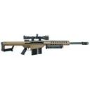 Barrett Model 82A1 .50 BMG Rifle System Pkg 14022, .50 BMG, Semi-Auto, 20 in Barrel, Tan Cerakote Finish, w/ Leupold Mark 4 4.5-14X50 Scope, ZERO-GAP Rings, Monopod, 10 Rd, 1-3 Week Delivery - Barrett