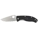 Spyderco C122SBK Tenacious Lightweight 3.39 in Folding Drop Point Serrated 8Cr13MoV SS Bladet Black Bi-Directional Texturing FRN Handlet Includes Pocket Clip - Spyderco