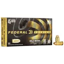 Federal GM45B Premium Gold Medal 45ACP 185gr Full Metal Jacket Semi Wadcutter 50 Per Box/20 Case Centerfire, Handgun Ammunition - Federal