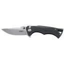 CRKT 5220 BT Fighter Compact Compact 2.86 in Folding Plain Stonewashed 8Cr13MoV SS Blade, Black GRN Handle, Includes Pocket Clip - CRKT