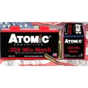 Atomic 00460 Match 308Win 168gr Tipped MatchKing 20 Per Box/10 Case Centerfire, Rifle Ammunition - Atomic Ammo