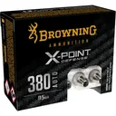 Browning Ammo B191703802 X-Point 380ACP 95gr Jacketed Hollow Point 20 Per Box/10 Case, Centerfire Handgun Ammo - Browning