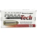 MaxxTech PTGB912B Brass Pistol 9mmLuger 124gr Full Metal Jacket 50 Per Box/10 Case, Centerfire Handgun Ammo - MaxxTech Ammo