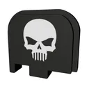 Bastion Slide Back Plate, Skull, Black and White, Fits Glock 43 BASGL-043-BW-BTSKUL - Bastion