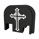 Bastion Slide Back Plate, Cross, Black and White, Fits Glock Except 42 & 43 BASGL-SLD-BW-CRUCFX - Bastion