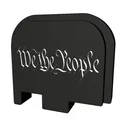 Bastion Slide Back Plate BASGL-043-BW-PEPLTX, We The People, Black and White, Fits Glock 43 BASGL-043-BW-PEPLTX - Bastion