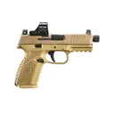 FN 66101939 509MT 9mm Luger 10+1, 4.50 Black Target Crown/Threaded Steel Barrel, Flat Dark Earth Optic Cut/Serrated Steel Slide, Flat Dark Earth Poly Frame w/Pic Rail, Holosun 407C Red Dot, Ambi, Pistol - Fn Herstal