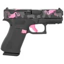 Glock PX4350204FRMOSMM G43X MOS Miami Mingo Sub-Compact Frame 9mm Luger 10+1 3.41 Black GMB Barrel, Black w/Pink Flamingos MOS Cut/Serrated Steel Slide, Black w/Pink Accents Poly Frame w/Pic Rail, Black Textured, Ambi, Pistol - Glock