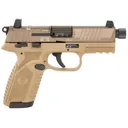 FN 66101681 502 Tactical 22 LR 10+1/15+1 4.60 Black Steel Threaded Barrel, Flat Dark Earth Optic Ready/Serrated Slide & Poly Frame w/Pic Rail, FDE Textured Poly Grip, Ambi, 5 Mags, Rimfire Pistol - Fn Herstal