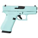 Glock UX4350204REB G43X Slim Sub-Compact Frame 9mm Luger 10+1 3.41 Black GMB BBL, Robins Egg Blue Cerakote Serr Steel Slide, Robin Egg Blue Cerakote Polymer Frame w/Beavertail, USA Made,Pistol - Glock