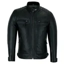 VANCE LEATHERS USA Men's Cafe Racer Waxed Lambskin Motorcycle Leather Jacket - Vance Leathers Usa