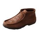 TWISTED X Womens Driving Brown/Tooled Flowers Moccasins (WDM0081) - Twisted X