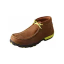 TWISTED X Mens Driving Distressed Saddle/Neon Yellow Moccasins (MDMST02) - Twisted X