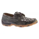 TWISTED X Womens Driving Distressed/Leopard Moccasins (WDM0057) - Twisted X