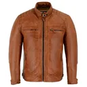 VANCE LEATHERS USA Men's Cafe Racer Waxed Lambskin Motorcycle Leather Jacket - Vance Leathers Usa