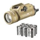STREAMLIGHT TLR-1-HL Rail Mounted 1000 Lumens FDE Tactical Weapon Light (69266) with 12 STREAMLIGHT Lithium Batteries (85177) - Streamlight