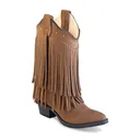 OLD WEST Girls Corona Leather Fringe Fashion Boot - Old West