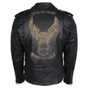 VANCE LEATHERS USA Men's Eagle Embossed Classic Biker Jacket - Vance Leathers Usa