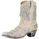 CORRAL Women's White Glitter Inlay/Crystals Ankle Boot (A3550-LD) - Corral Boots